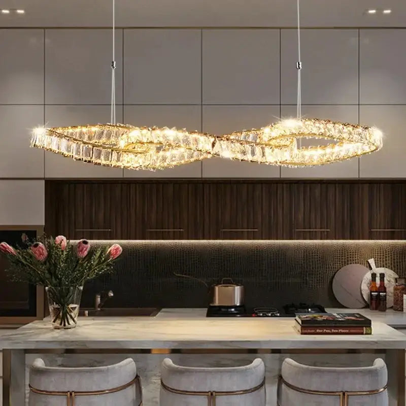 Modern gold infinity crystal led pendant – dining room chandelier
