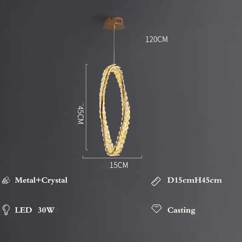 Modern gold infinity crystal led pendant – dining room chandelier