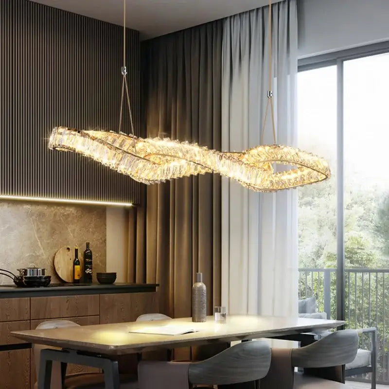 Modern gold infinity crystal led pendant – dining room chandelier