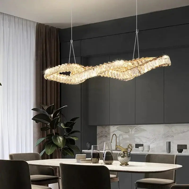 Modern gold infinity crystal led pendant – dining room chandelier