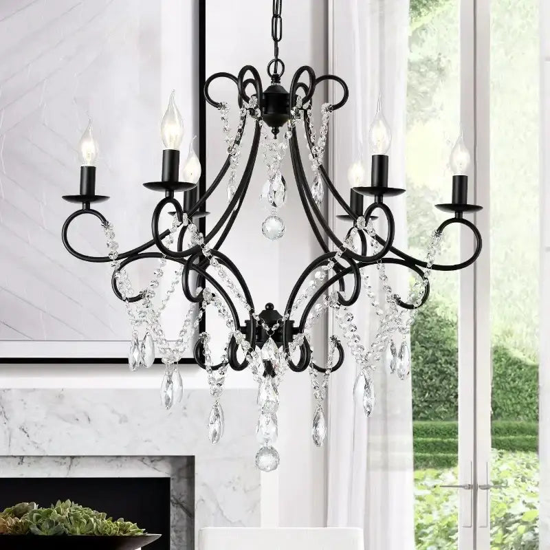 Modern gold iron crystal chandelier dining room luxury lighting