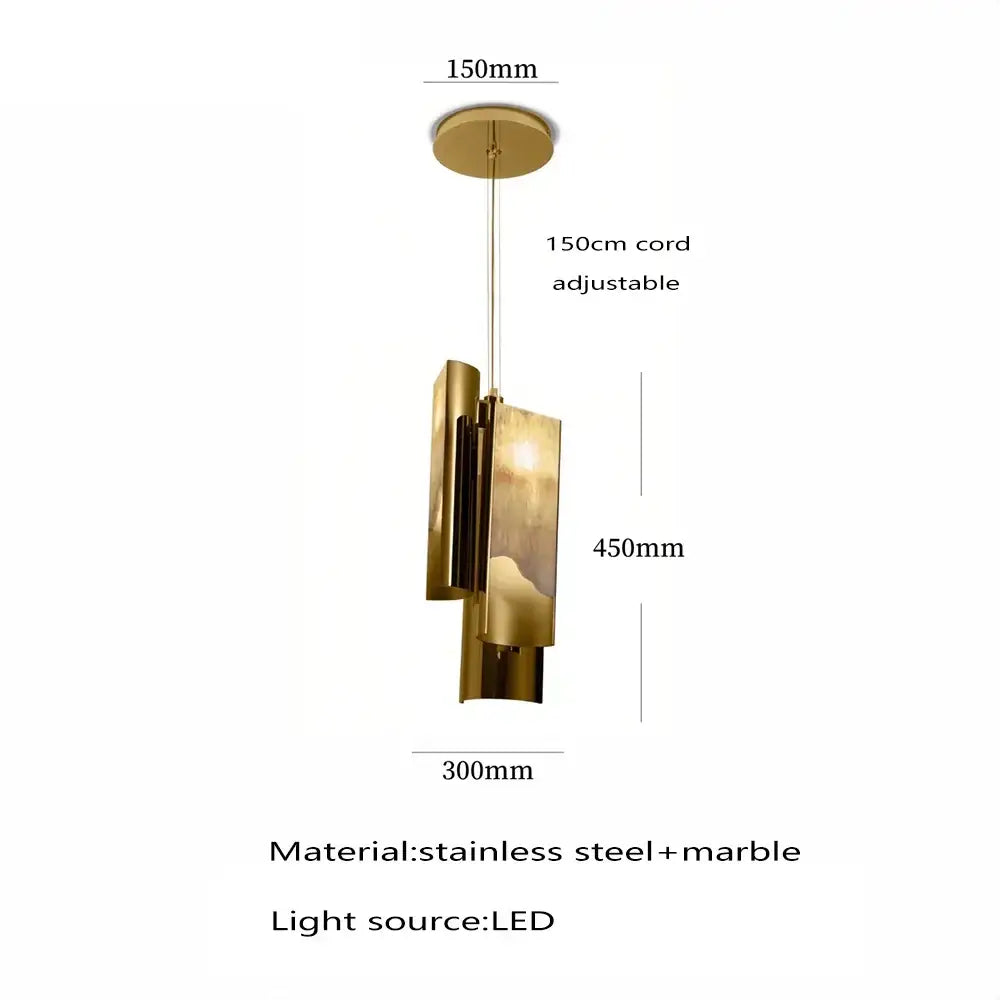 Modern gold italian marble pendant lamp dining room geometric light