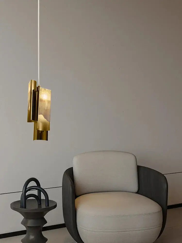 Modern gold italian marble pendant lamp dining room geometric light