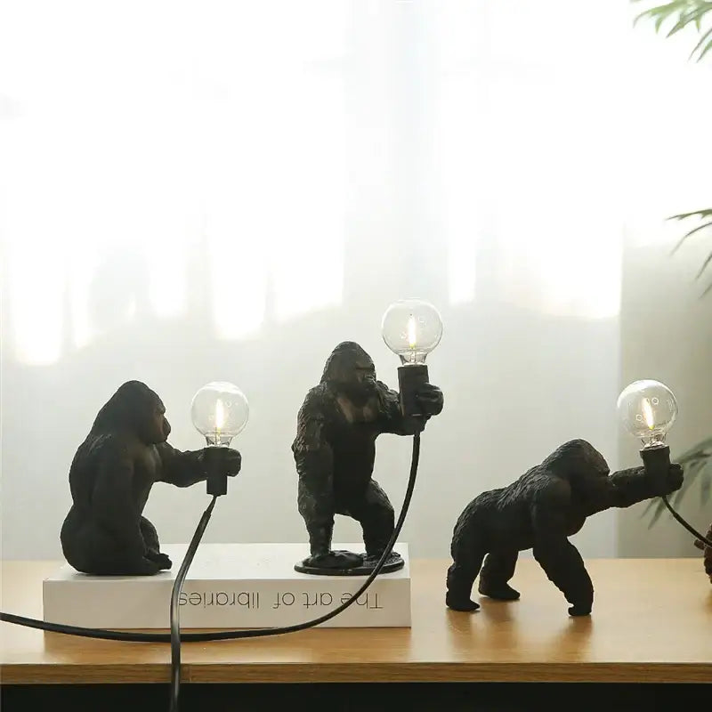 Modern gold king kong resin night light bedroom table lamp