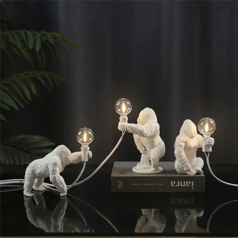 Modern gold king kong resin night light bedroom table lamp