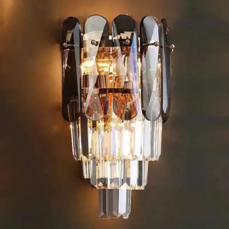 Modern gold leaf crystal wall lamp bedroom sconce lighting