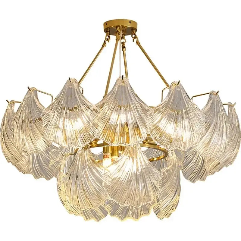 Modern gold leaf decorbites crystal glass chandelier dining room light