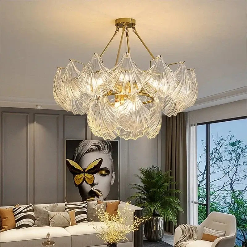 Modern gold leaf decorbites crystal glass chandelier dining room light