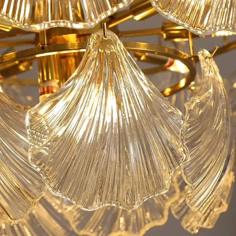 Modern gold leaf decorbites crystal glass chandelier dining room light