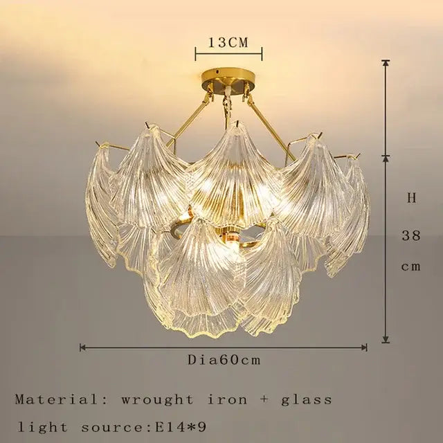 Modern gold leaf decorbites crystal glass chandelier dining room light