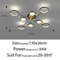 Modern gold led ceiling lamp black & gold 6 ring living room light