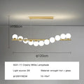 Modern gold led long chandelier dining room glass ball pendant light