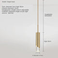 Modern gold led pendant light dining room cylindrical hanging lamp