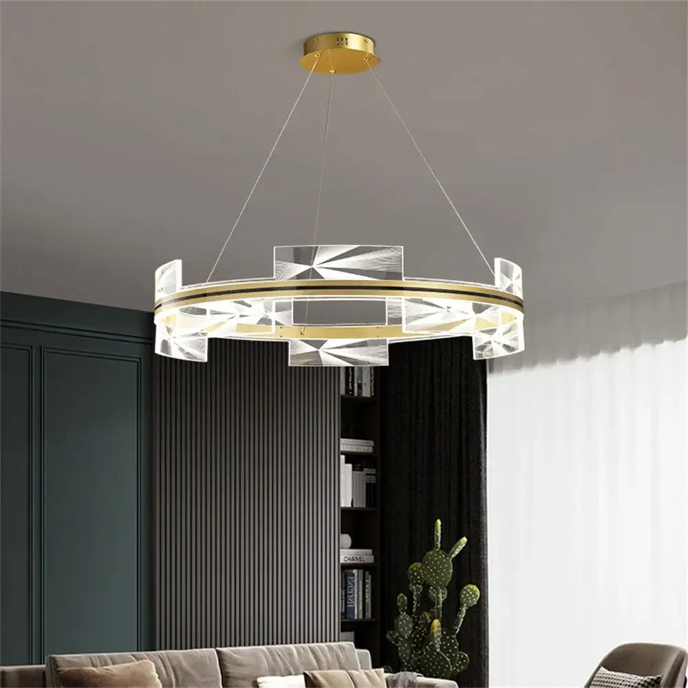 Modern gold led pendant lights crystal chandelier dining room