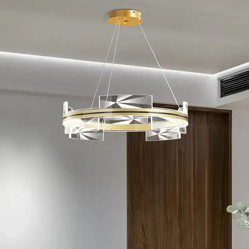 Modern gold led pendant lights crystal chandelier dining room