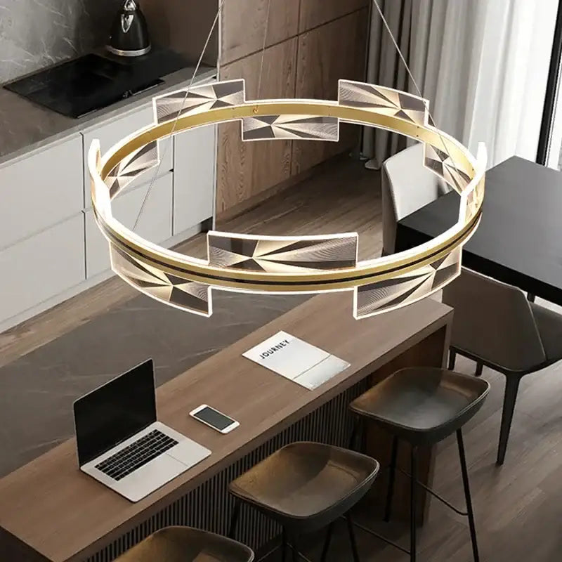 Modern gold led pendant lights crystal chandelier dining room