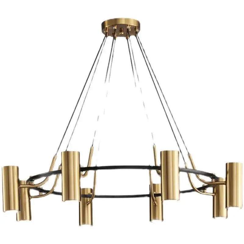 Modern gold led ring chandelier dining room black wire pendant light