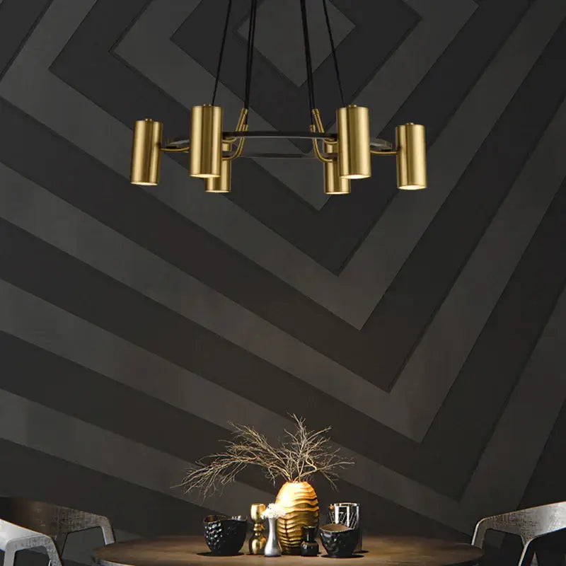 Modern gold led ring chandelier dining room black wire pendant light
