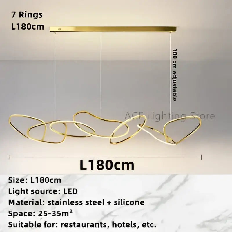 Modern gold led ring chandelier dining room pendant light
