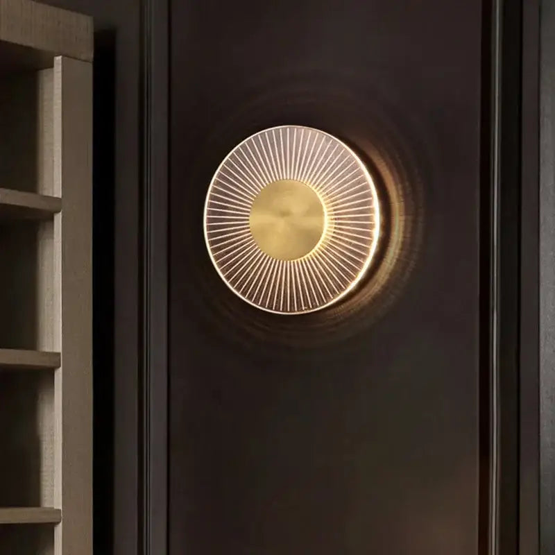 Modern gold led round wall lamp bedroom sconce lighting