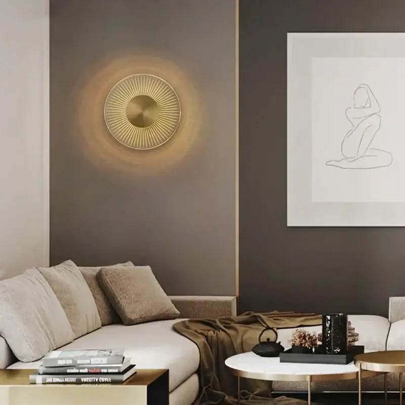 Modern gold led round wall lamp bedroom sconce lighting