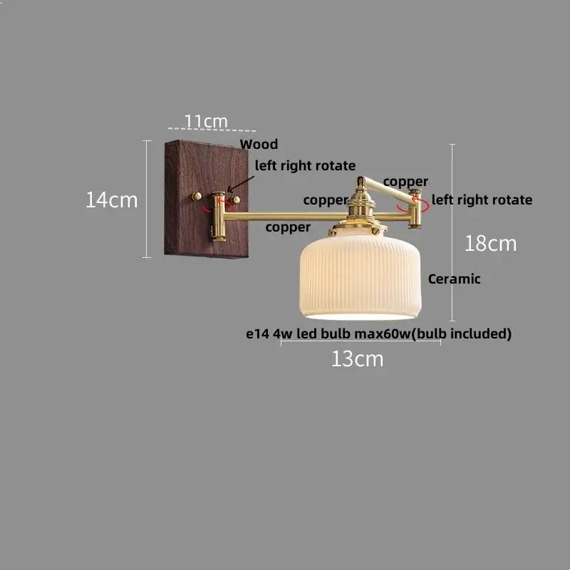 Modern gold led wall lights bedroom ribbed fabric reading lamp