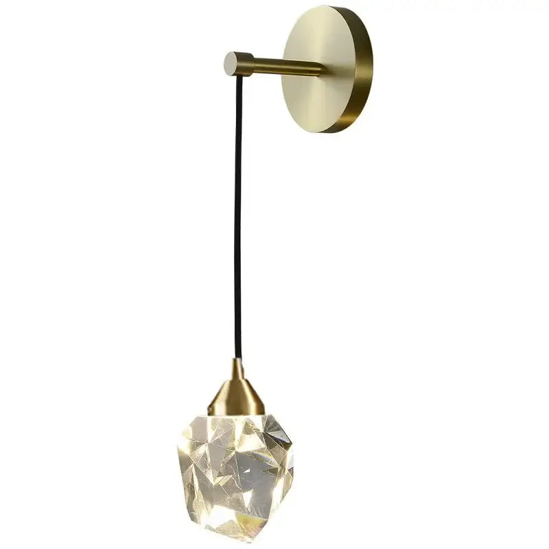 Modern gold led wall sconce with crystal pendant for living room