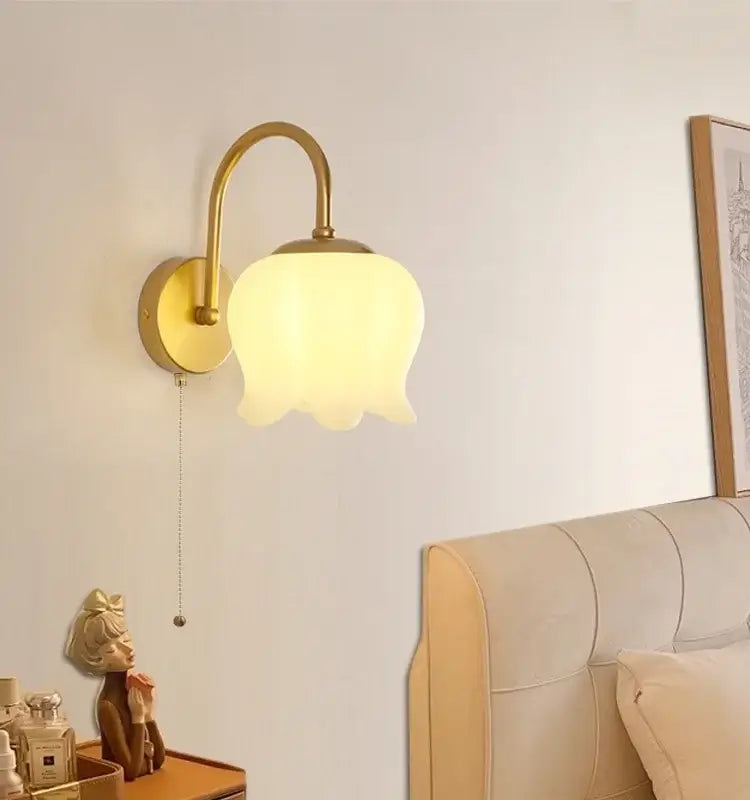 Modern gold led wall sconce with frosted glass for stairway lighting