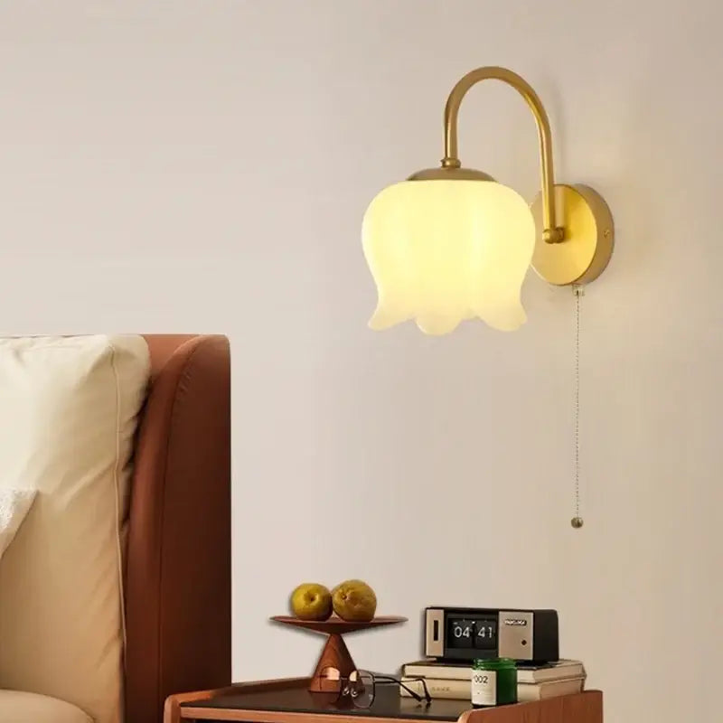 Modern gold led wall sconce with frosted glass for stairway lighting