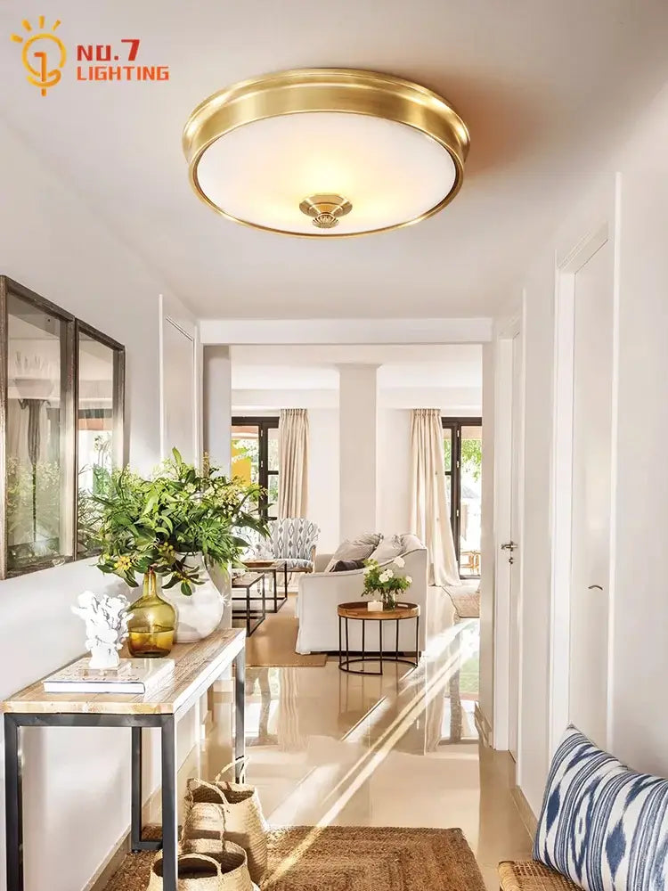 Modern gold lustre copper ceiling lamp living room led light