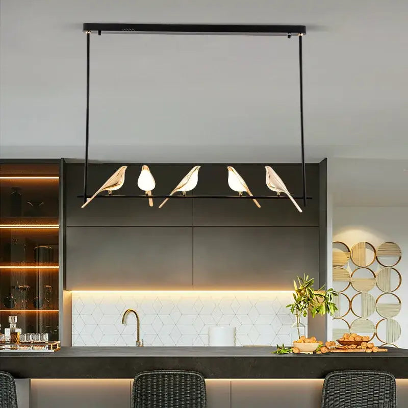 Modern gold magpie bird ceiling chandelier for living room