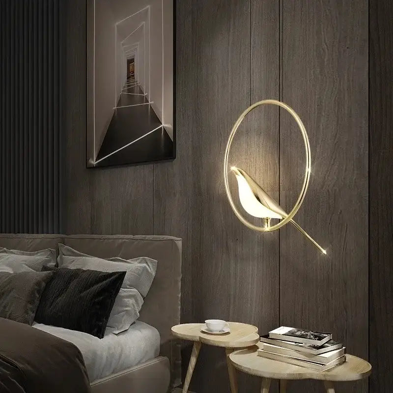 Modern gold magpie bird led chandelier dining room pendant light