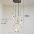 Modern gold magpie bird led ring chandelier dining room light