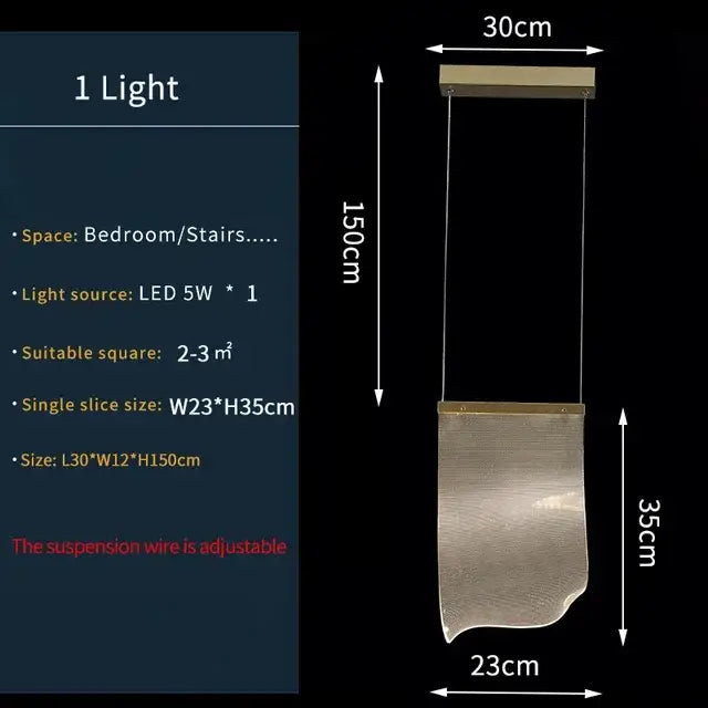 Modern gold mesh duplex building chandelier living room pendant light