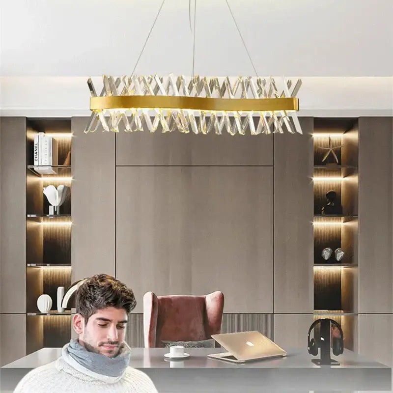 Modern gold metal s shape led pendant lamp for luxury living room
