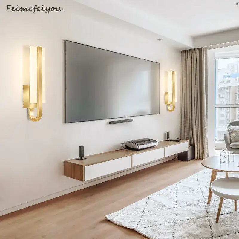Modern gold minimalist led wall lamp for bedroom aisle light