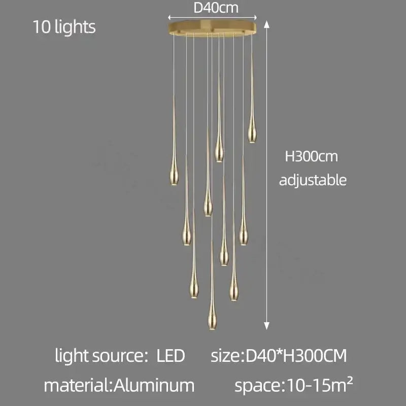 Modern gold plated modern chandeliers living room teardrop pendant