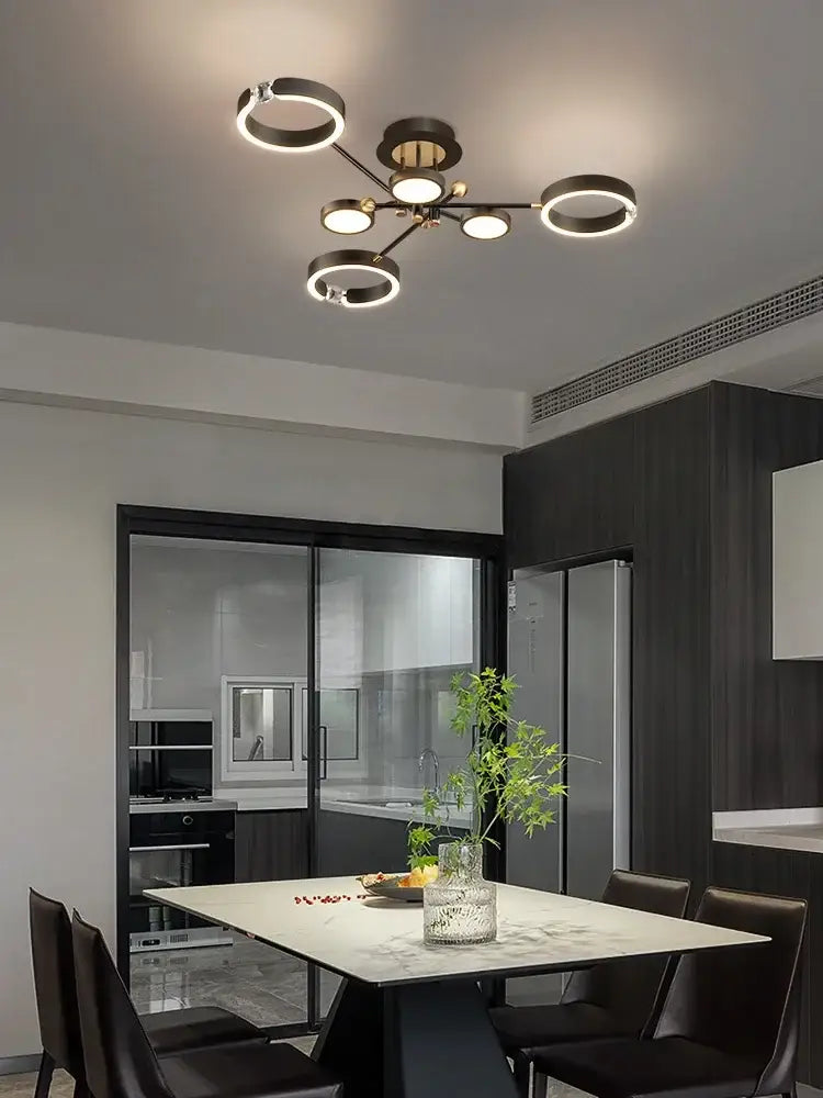 Modern gold plated luxury chandelier living room crystal light ring