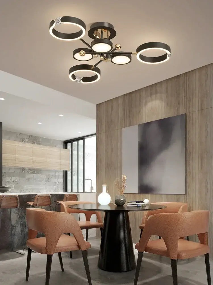 Modern gold plated luxury chandelier living room crystal light ring