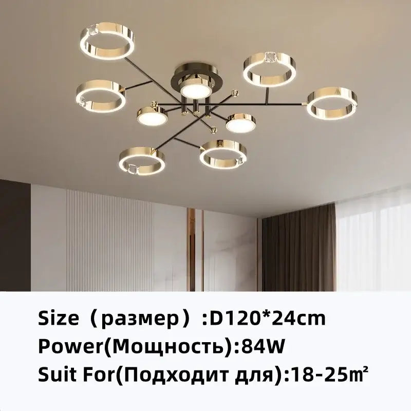 Modern gold plated luxury chandelier living room crystal light ring
