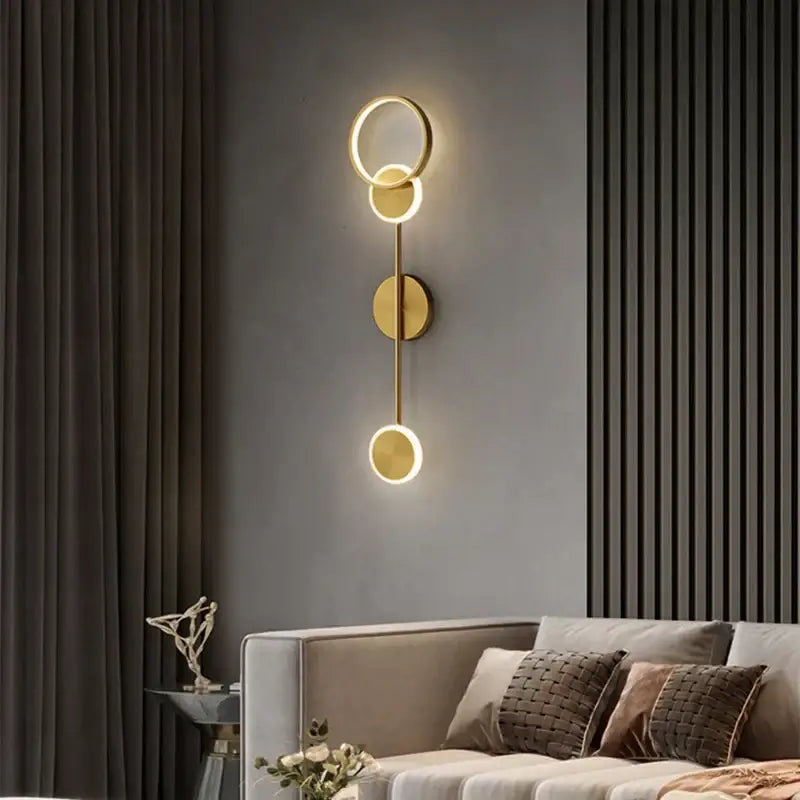 Modern gold plated three disc led wall lamp for bedroom