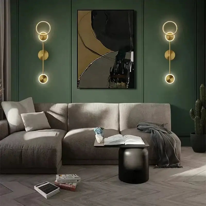 Modern gold plated three disc led wall lamp for bedroom