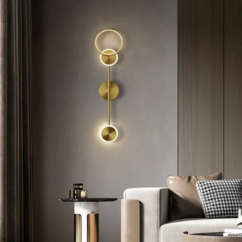 Modern gold plated three disc led wall lamp for bedroom