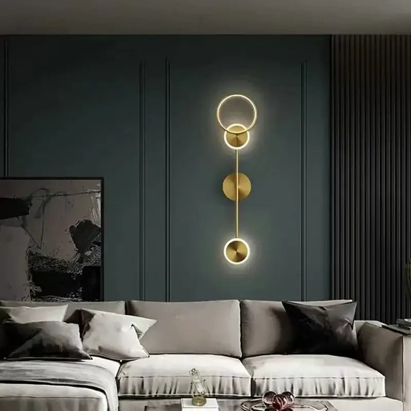 Modern gold plated three disc led wall lamp for bedroom