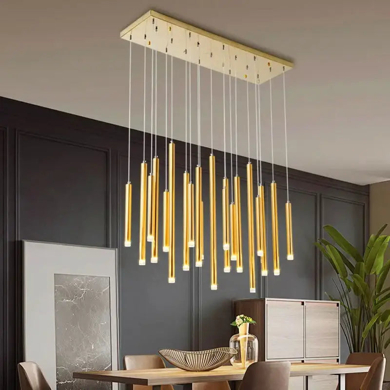 Modern gold rectangular chandelier dining room pendant lights