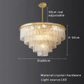 Modern gold rectangular crystal glass ceiling chandelier dining room