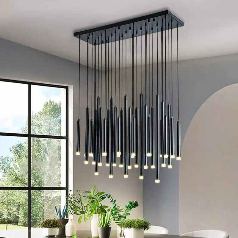 Modern gold rectangular pendant lights dining room chandelier