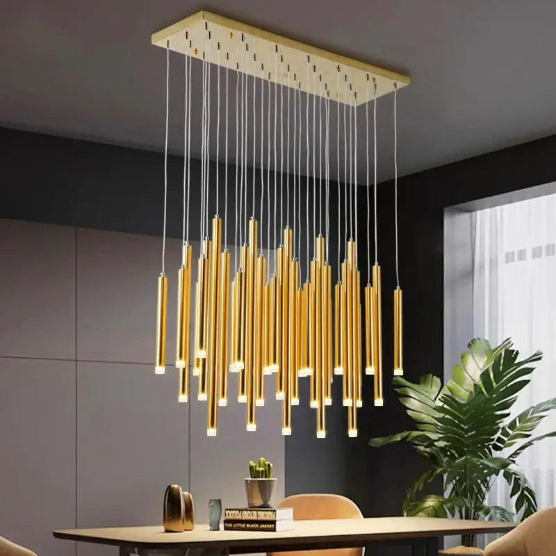 Modern gold rectangular pendant lights dining room chandelier