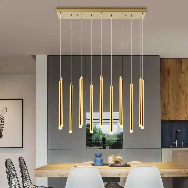 Modern gold rectangular pendant lights dining room chandelier