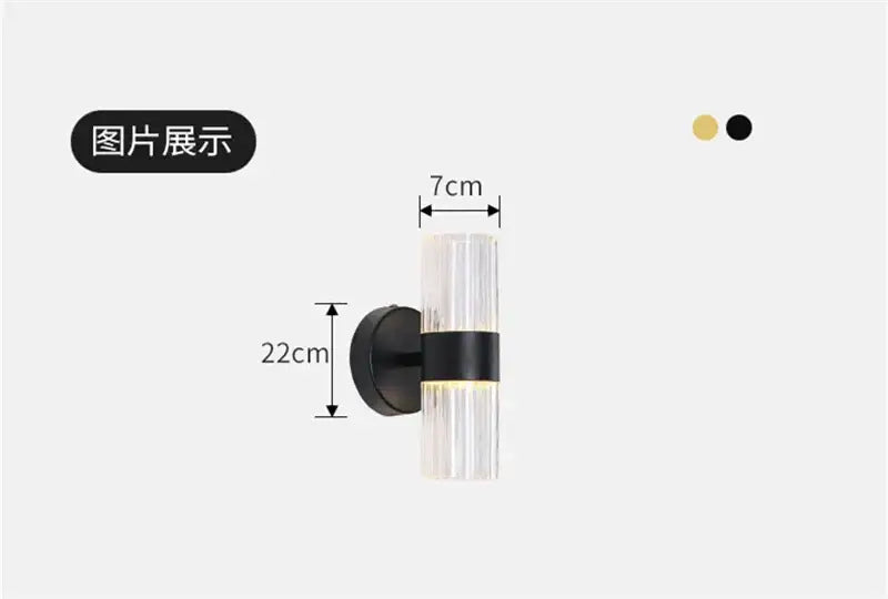 Modern gold ribbed glass shade wall lamp for bedroom bedside